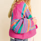 Stripe Colorful Puff Sleeve Drop Shoulder Loose Cardigan