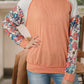 Floral Patchwork Puff Sleeve Textured Blouse