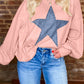 Studded Star Graphic Oversized Long Sleeve Top