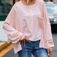 Exposed Seam Chest Pocket Loose Sleeve Oversized Top