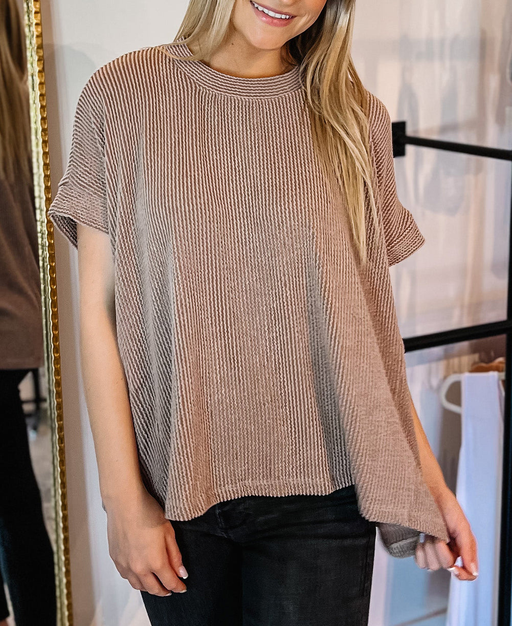 Corded Textured Crew Neck T-shirt