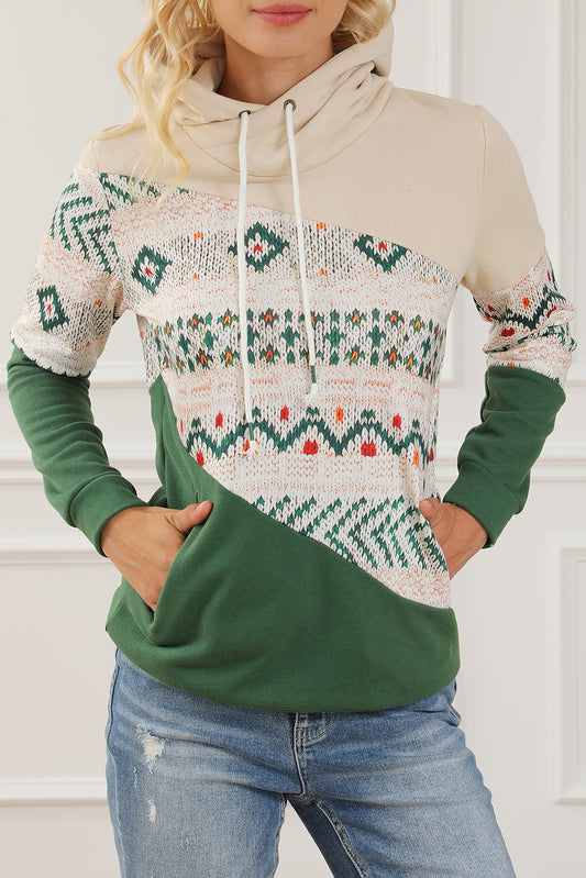 Geometric Color Block Patchwork Hoodie