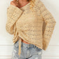 Hollowed Knit Asymmetric Drawstring Sweater