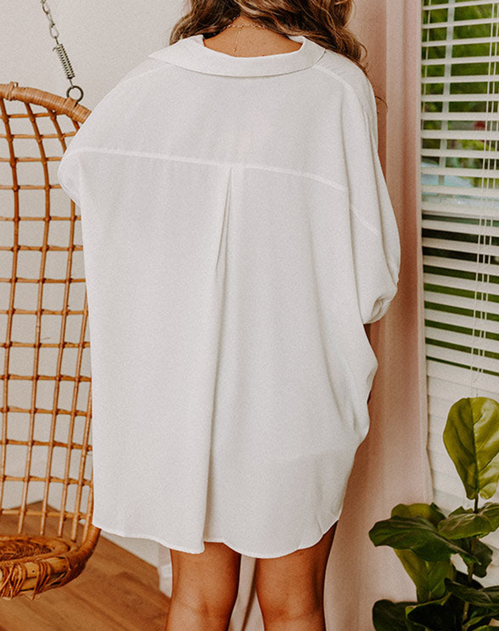 3/4 Puff Sleeve Oversize Shirt