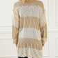 Two-tone Stripes Frayed Trim Lightweight Cardigan