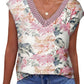 Floral Print Lace Splicing Sleeveless Blouse