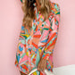 Geometric Abstract Print Long Sleeve Shirt Dress