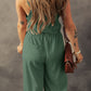 Knotted Straps Button Textured Drawstring Jumpsuit