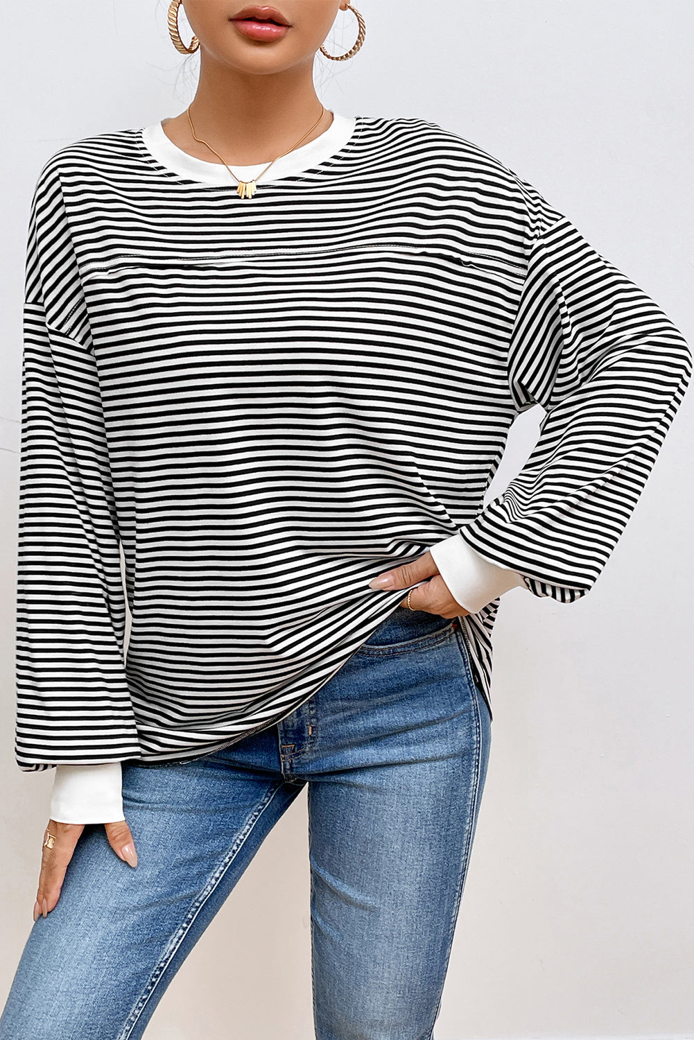 Print Drop Shoulder Loose Sweatshirt