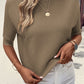 Round Neck Half Sleeve Ribbed Knit Top