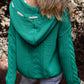 Cable Knit V Neck Contrast Drawstring Hooded Sweater