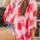 Plus Size Tie-dye Print 3/4 Sleeve Tunic Top