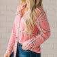 Pink Button Front Plaid Print Shirt