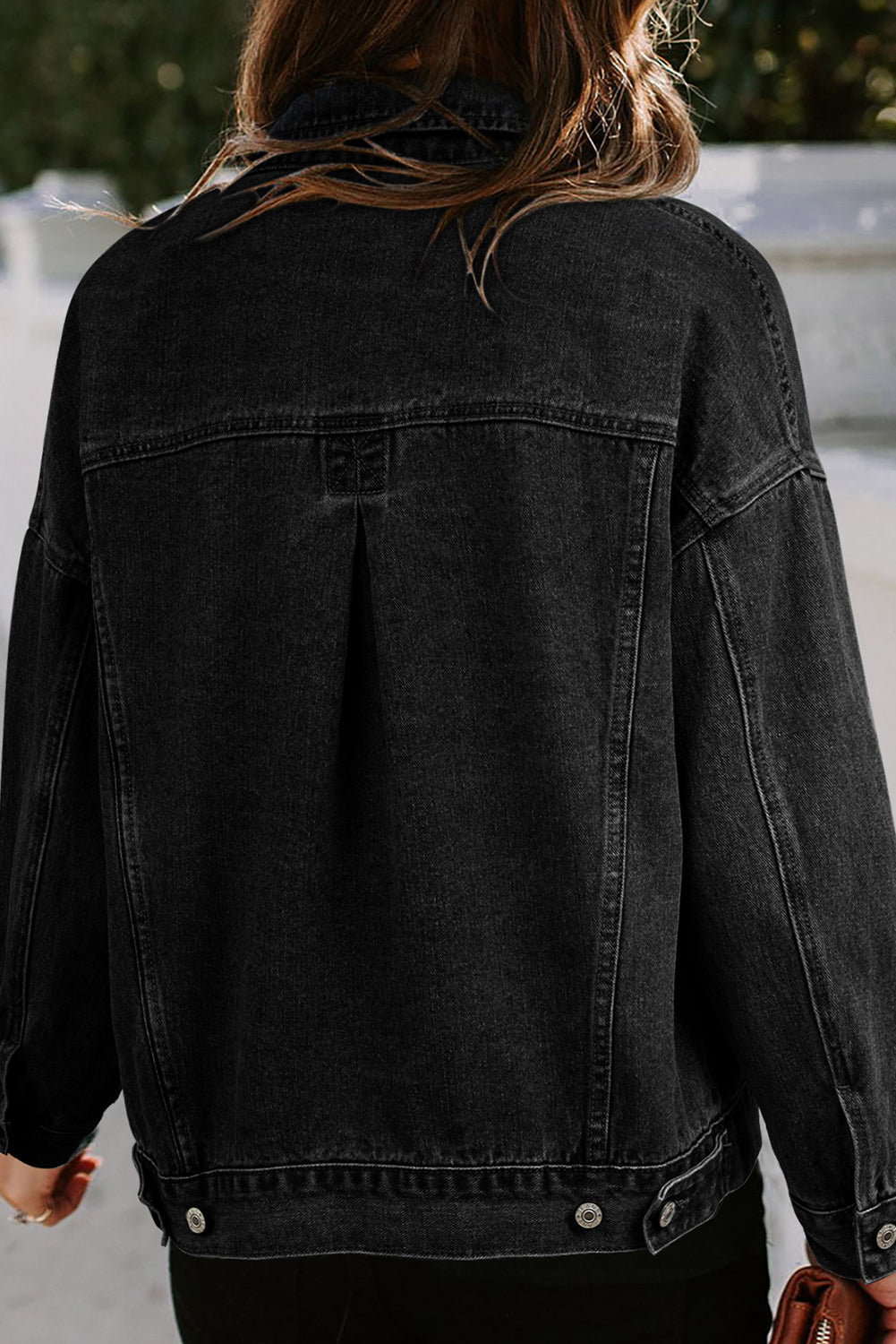 Washed Oversize Pocketed Denim Jacket