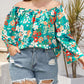 Floral Print Frilled Off Shoulder Plus Size Blouse