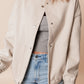 Baseball Collar Snap Button Pocketed Bomber Jacket