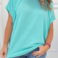 Ribbed Exposed Seam Casual Plus Size T Shirt