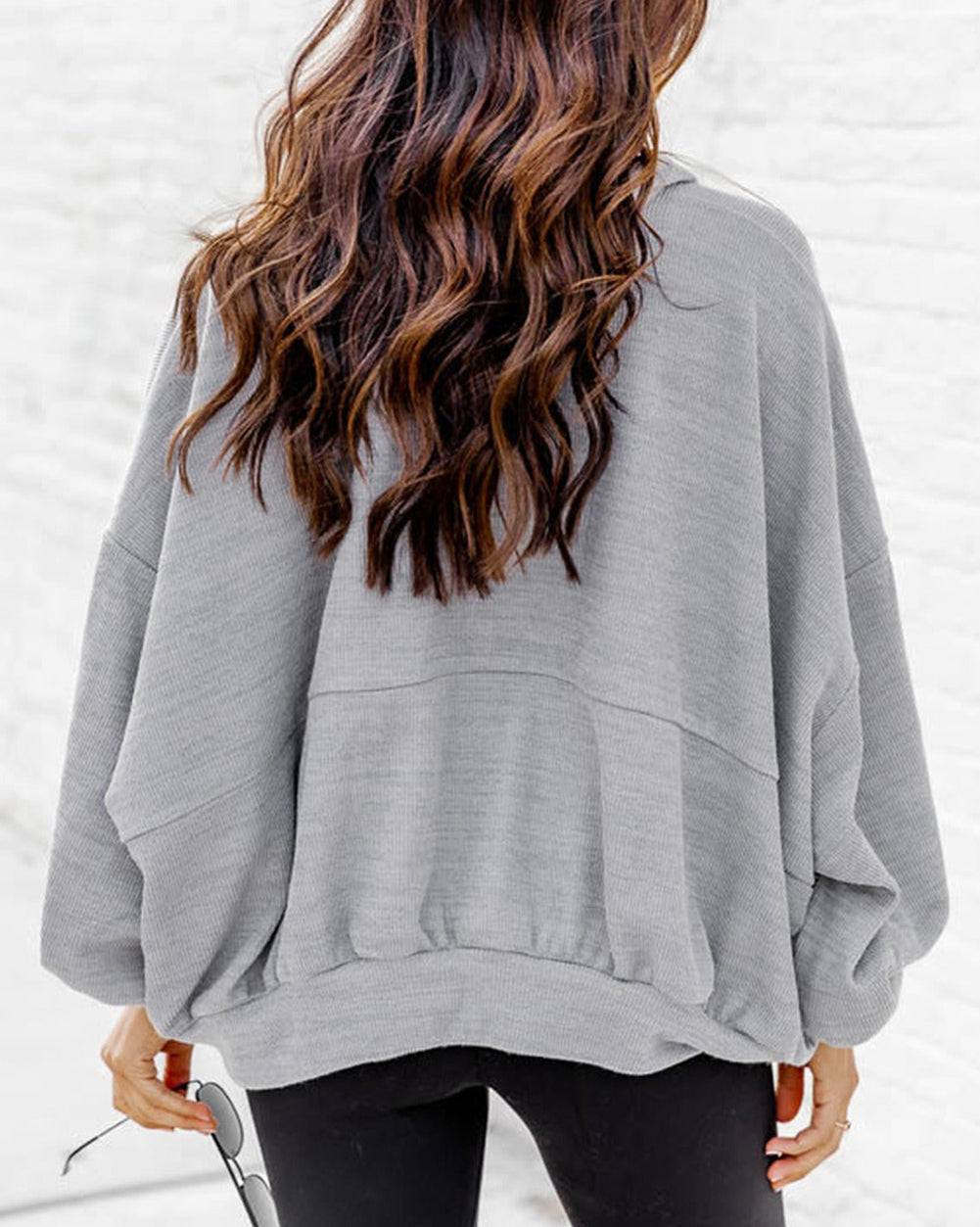 Ultra Loose Dolman Sleeve Quarter Zip Sweatshirt