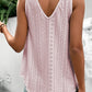 Lace Crochet Splicing V Neck Loose Fit Tank Top
