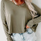 Loose V Neck Dropped Long Sleeve Top