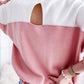 Colorblock Cutout Elastic Hem Pullover Sweatshirt
