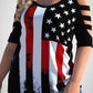 American Flag Print Plus Size Cold Shoulder T Shirt