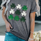 Dotted Clovers Print Round Neck T Shirt