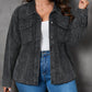 Plus Size Flap Pocket Raw Edge Corduroy Jacket