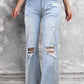 Vintage Light Wash Distressed Flare Jeans