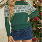 Christmas Snowflake Dotted Print Round Neck Sweater