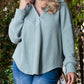 Textured Turn-down V Neck Drop Shoulder Plus Size Top