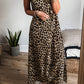 Contrast Striped Trim Leopard Sleeveless Maxi Dress