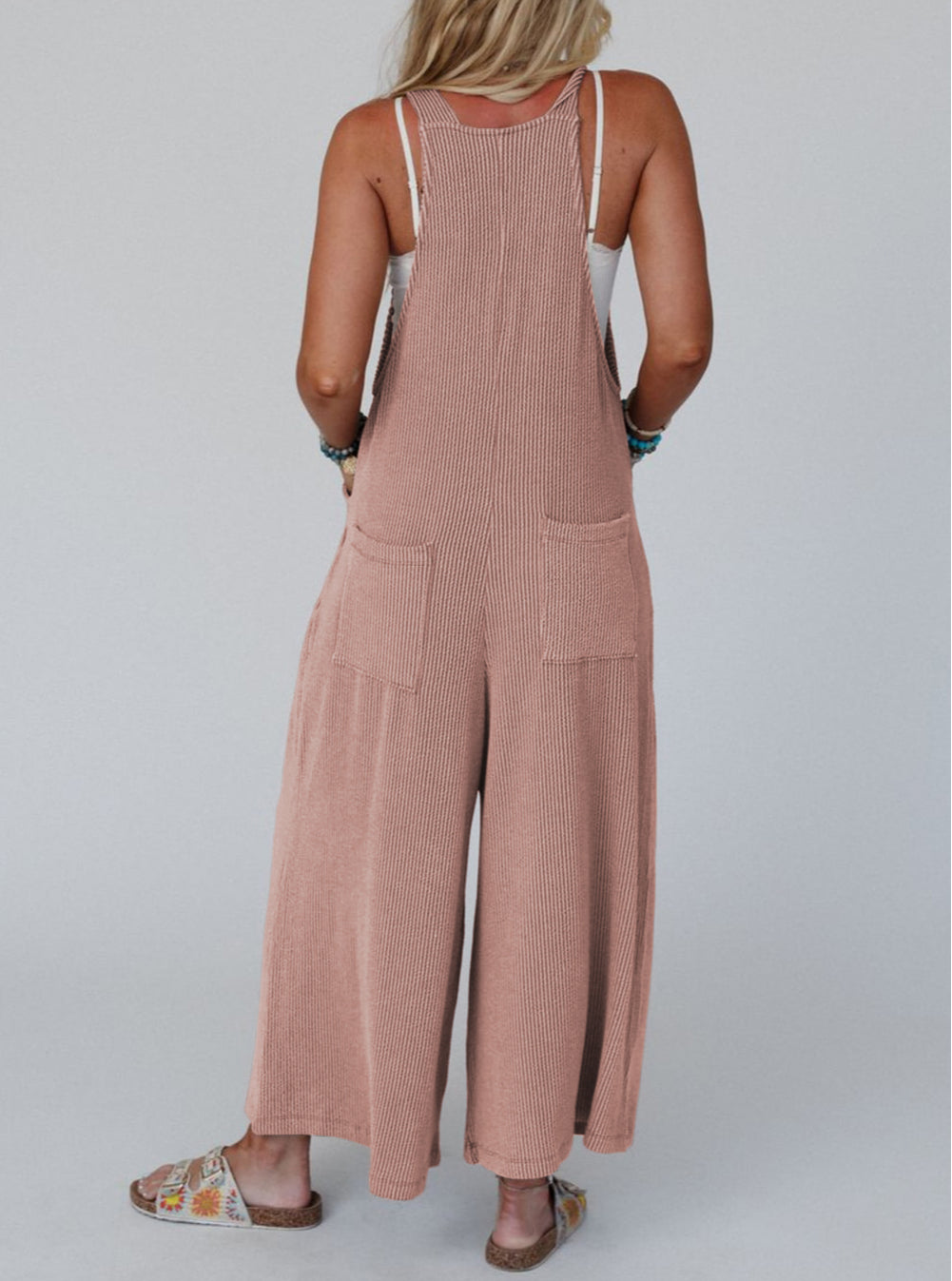 Corded Adjustable Straps Wide Leg Loose Overall