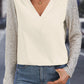 Sequined Sleeves Patchwork V Neck Blouse