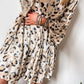 Leopard Print Buttoned Front 3/4 Sleeve Tiered Ruffled Hem Dress