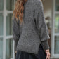 Crochet V Neck Slits Loose Fit Sweater