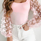 Butterfly Tulle Sleeve Square Neck Bodysuit