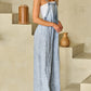 Light Wash Frayed Exposed Seam Wide Leg Denim Overall