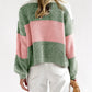 Colorblock Drop Shoulder Pullover Loose Sweater