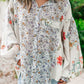 Boho Floral Bishop Sleeve Button Up Loose Shirt