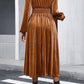 Wrap V Neck Smocked High Waist Velvet Midi Dress