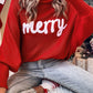Merry Letter Embroidered High Neck Sweater