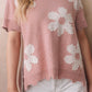 Pearled Flower Distressed Edge Sweater T Shirt