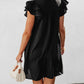 Ruffle Sleeve V Neck Frilled Shift Dress