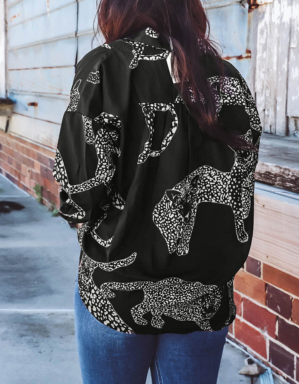 Cheetah Print Satin Shirt