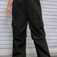 Plus Size Flap Pocket Elastic Waist Cargo Pants