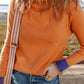 Color Contrast Edge Mock Neck Slim Fit Sweater