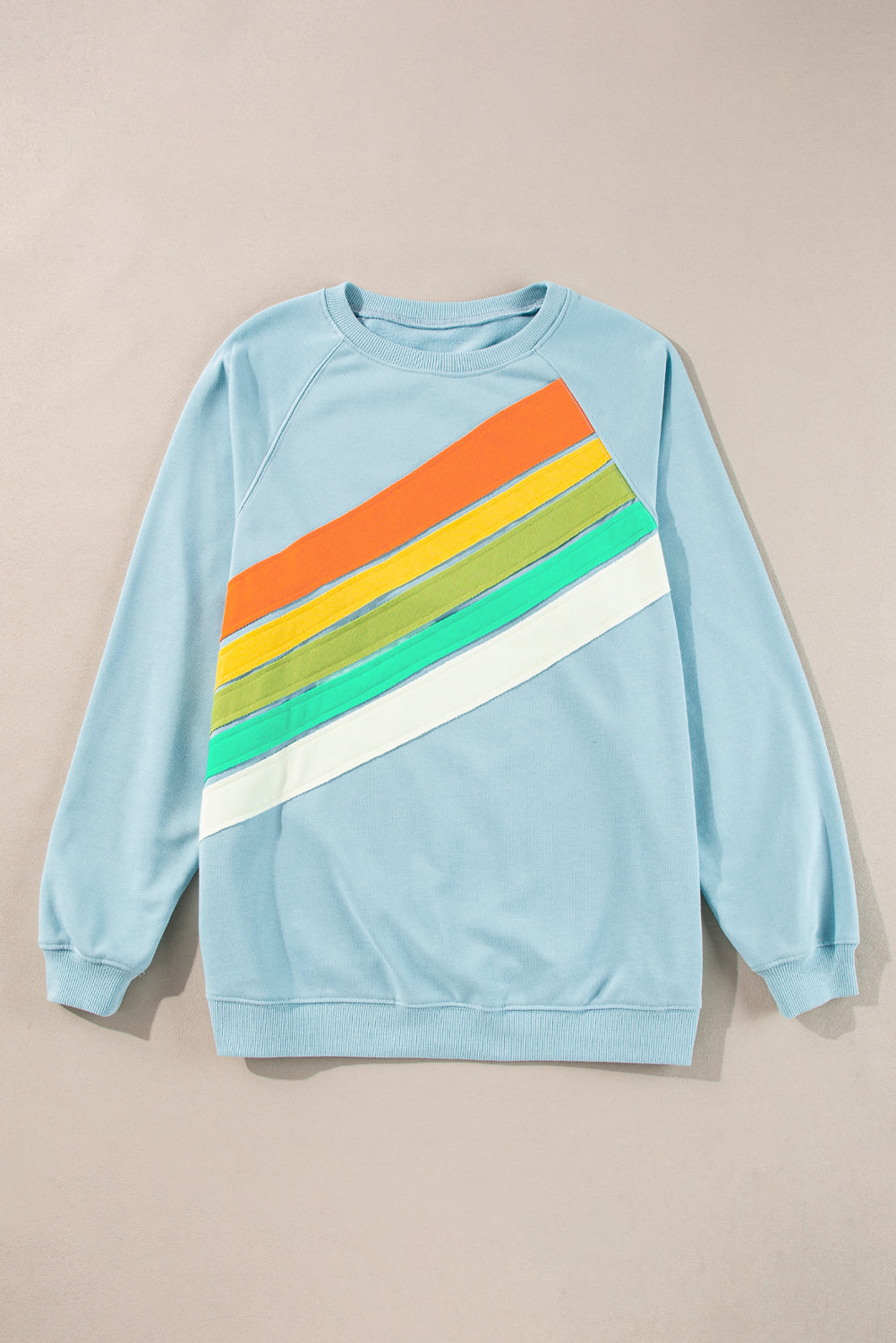 Rainbow Colorblock Striped Pullover Sweatshirt