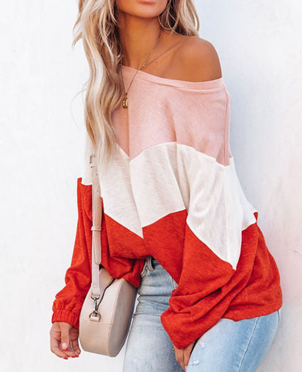 Orange Oversized Chevron Knit Top