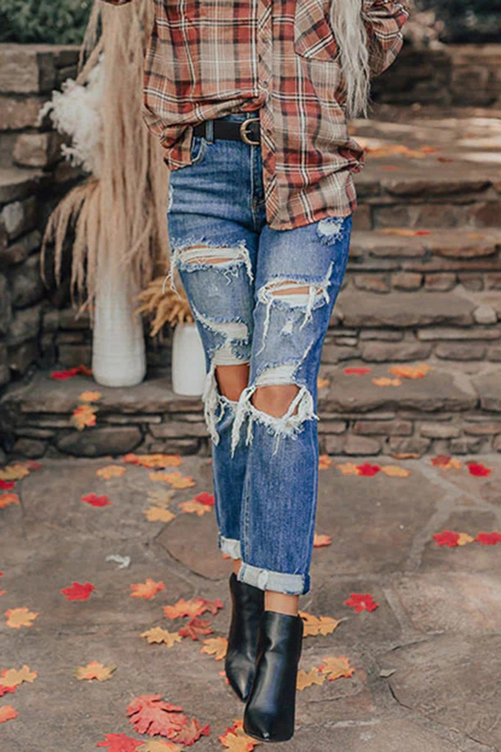 Vintage Distressed Boyfriend Ripped Jeans